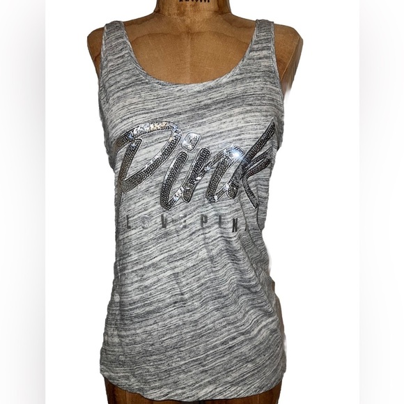 PINK Victoria's Secret Tops - PINK Victoria's Secret Gray Sequin Tank Top M Like New!